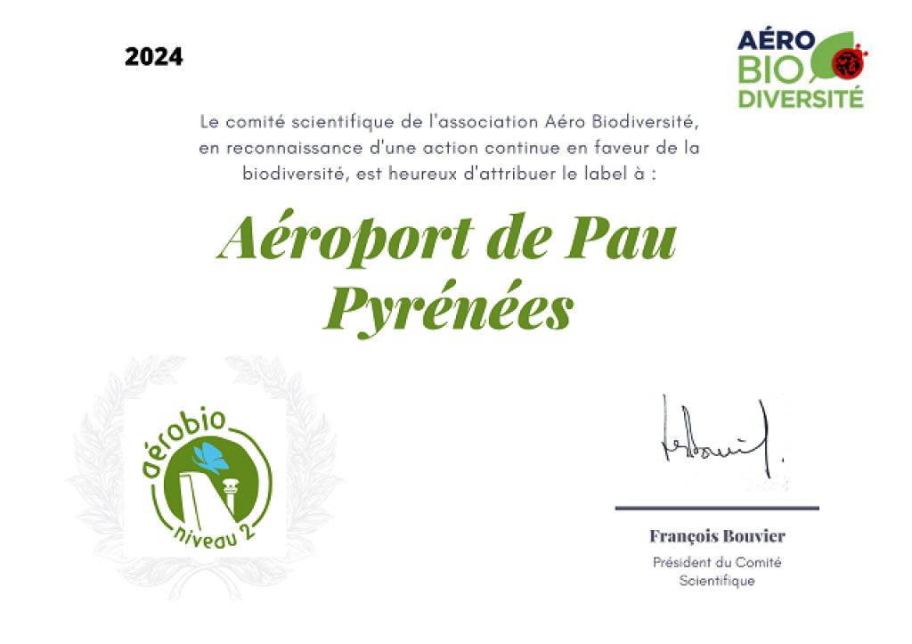 Pau Airport receives the Aerobio level 2 label