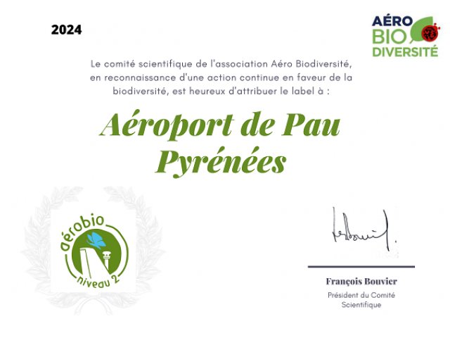 Pau Airport receives the Aerobio level 2 label